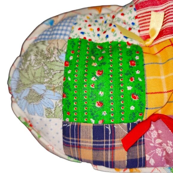 Vintage Cottagecore Handmade Multicolored Patchwork Squares Christmas Stocking - Picture 3 of 12